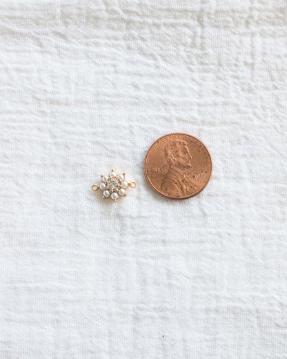 White CZ and Pearl Flower Connector, CN99